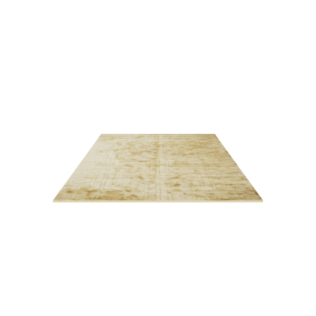 Venecia Gold Silk Rug, 3D model at true size (5x8 ft)