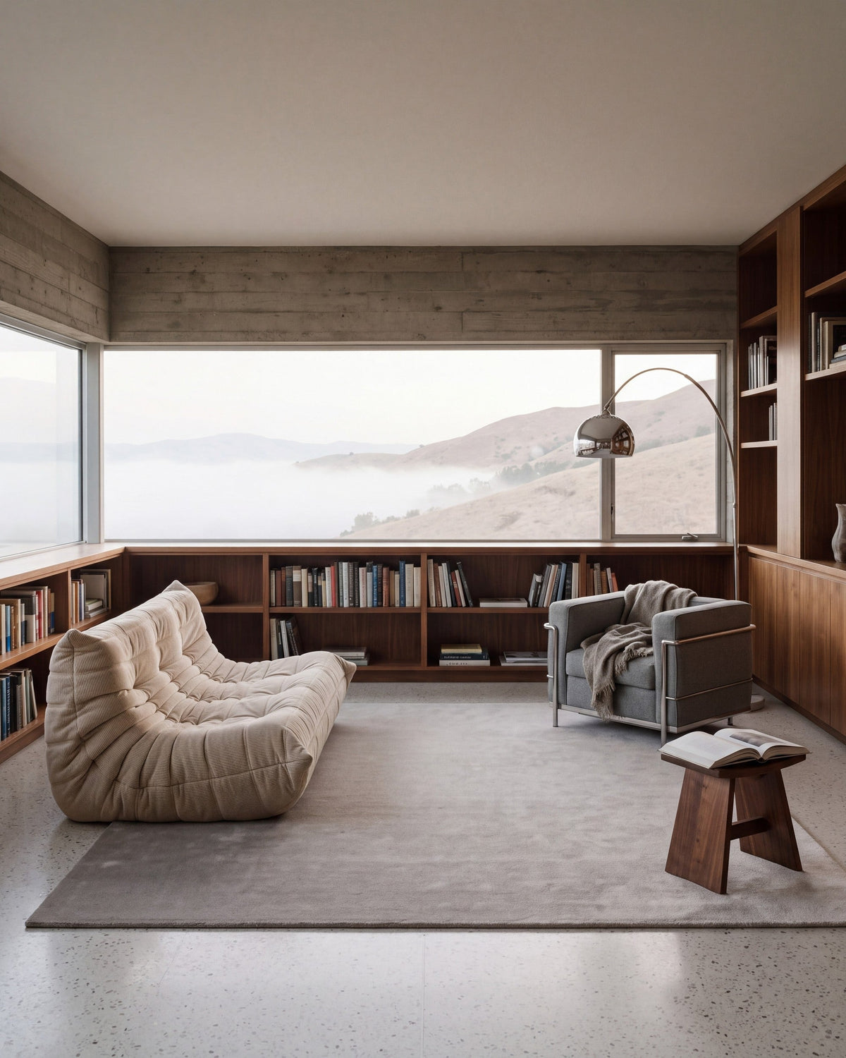 Solaris, Ombré Haze rug, Mist, reading room, first mist