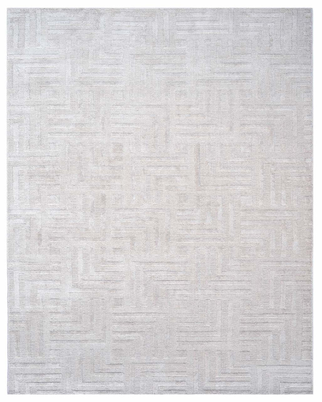 White Gold Wool & Silk Rug
