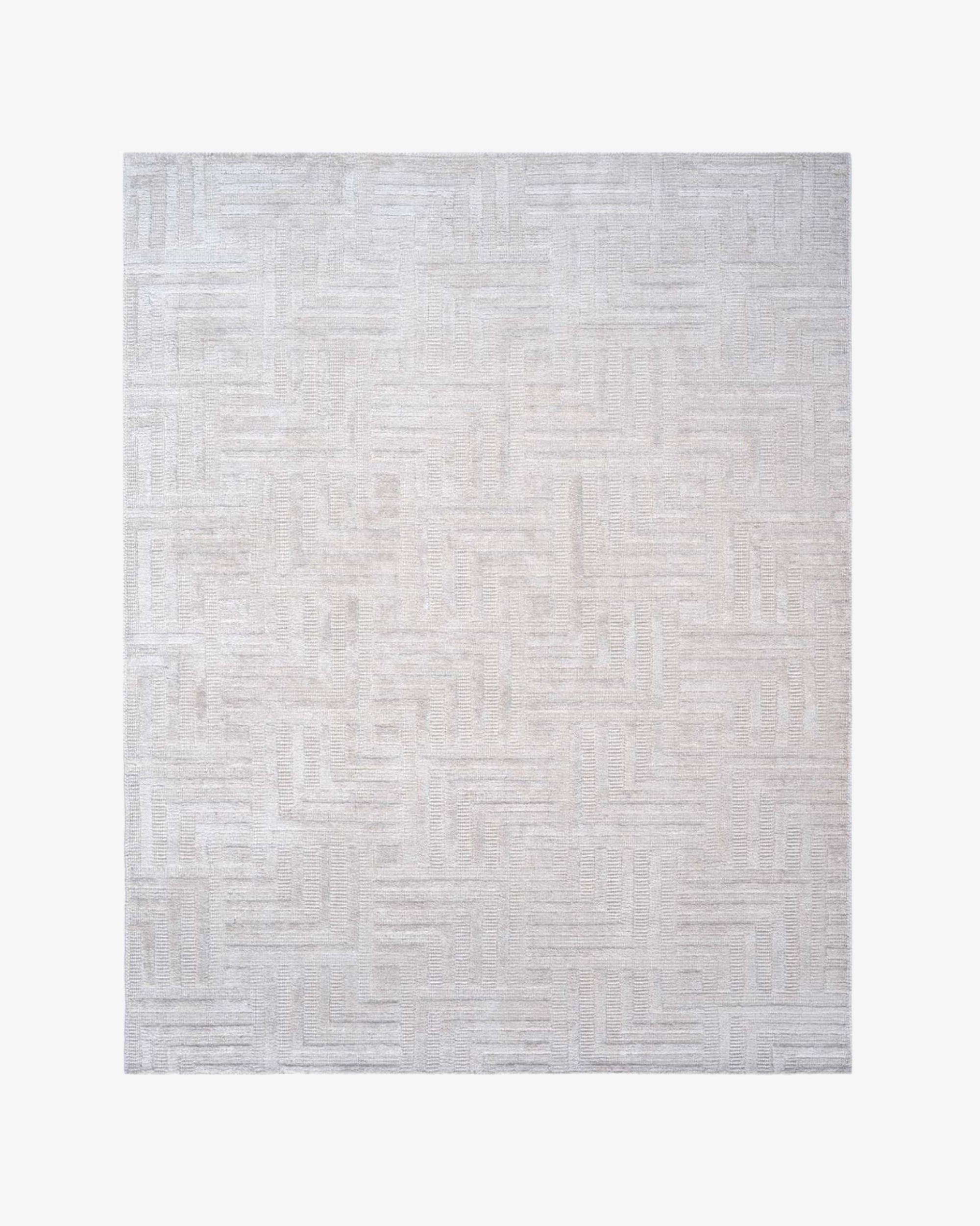 White Gold Wool & Silk Rug