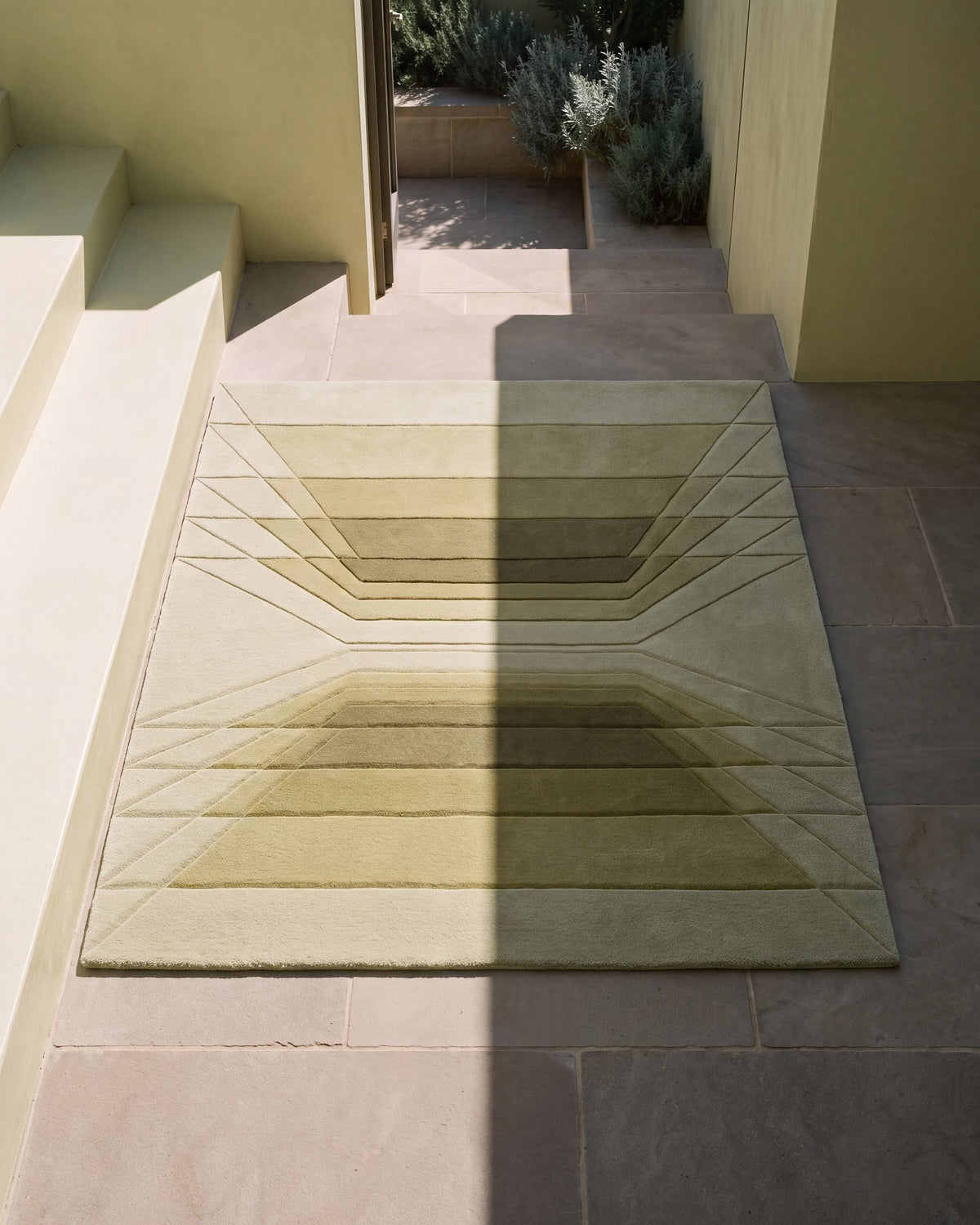 Cavea rug beside a plaster step