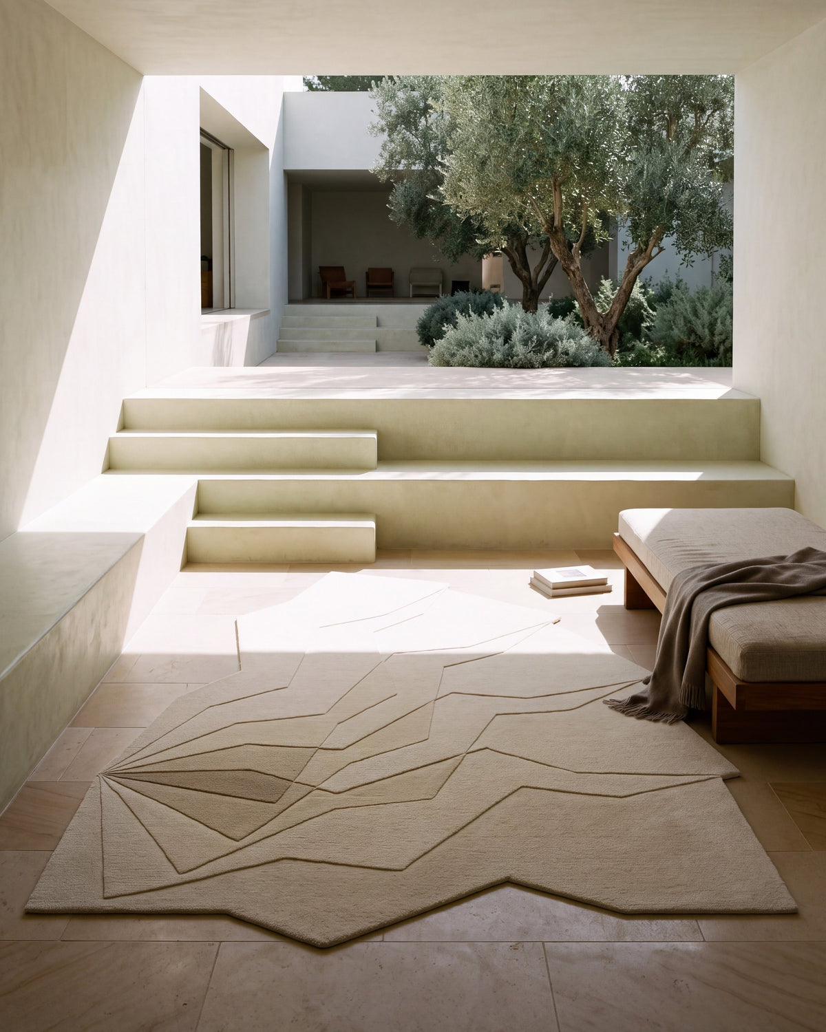 Lucid rug on a stair landing